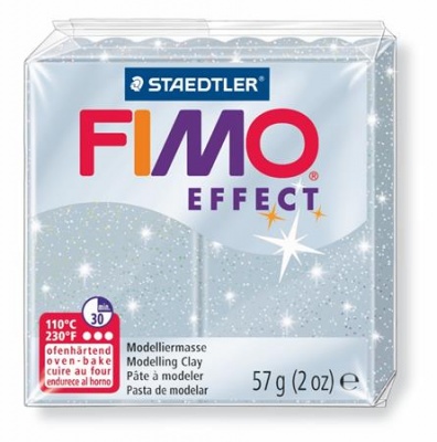 Gyurma, 57 g, égethető, FIMO "Effect", csillámos ezüst